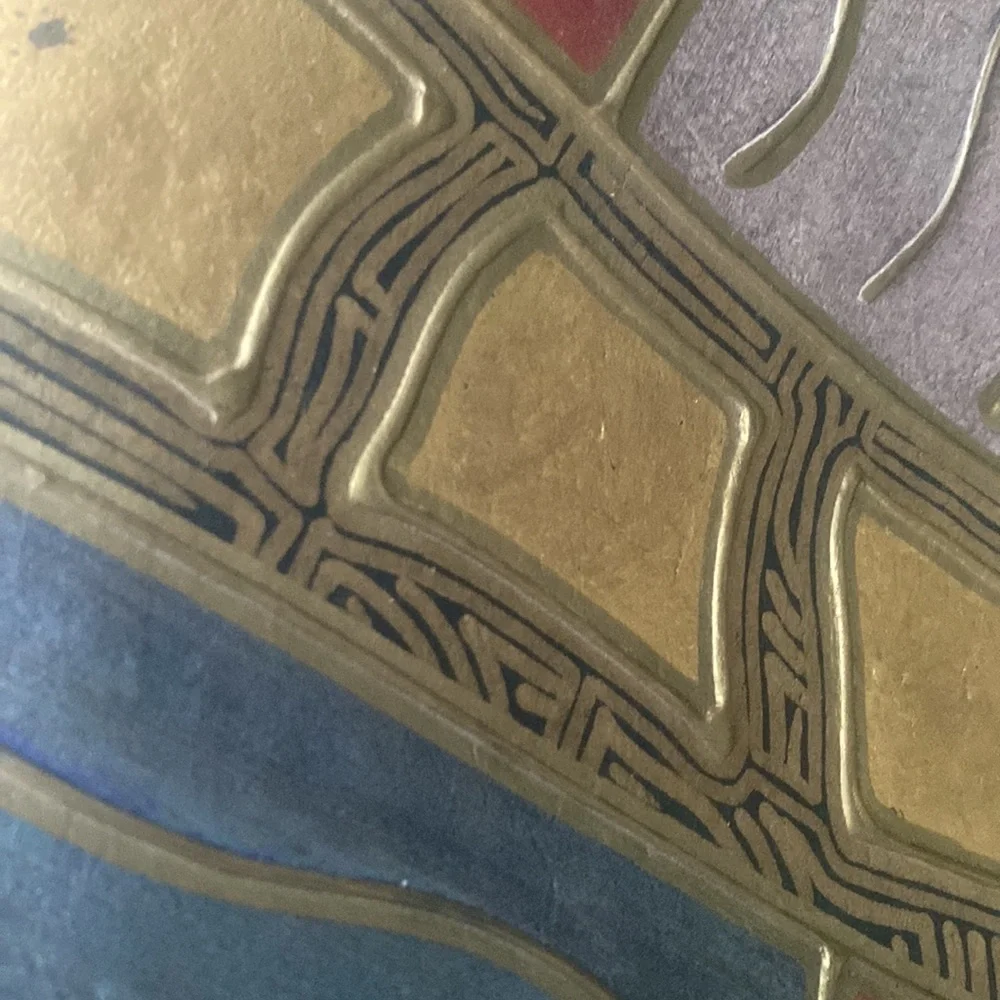 Signed Fabulous detail Very large decorative paper disk or dish or wall hanging